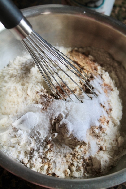 mix dry ingredients with a whisk