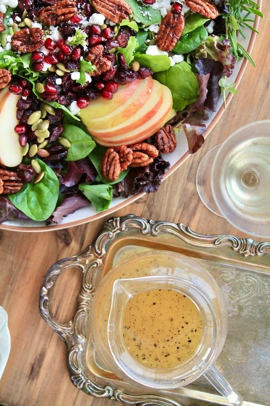 serve this simple and easy thanksgiving dinner salad throughout the holidays or the fall