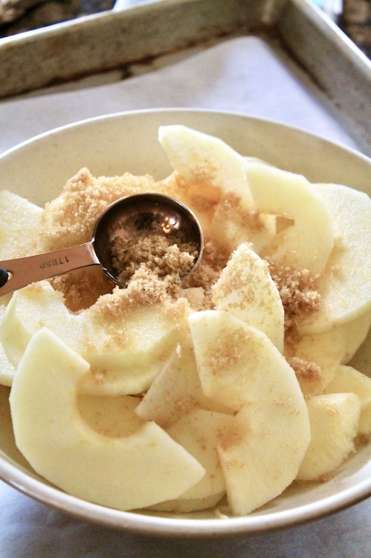 toss apples with flavorings