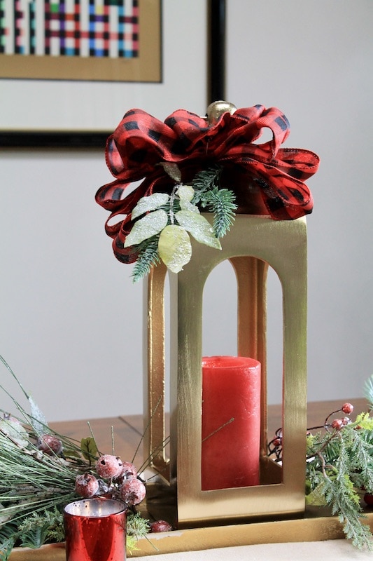 easy gold lantern centerpiece for christmas