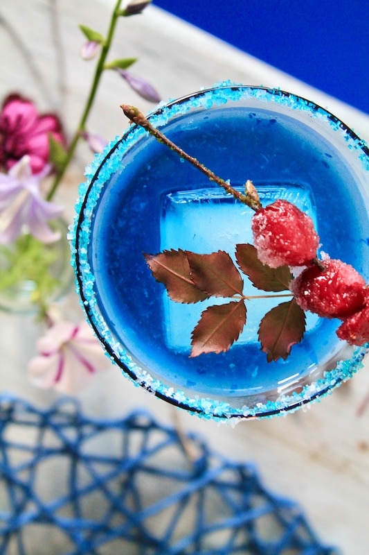 top blue halloween cocktail with prosecco and serve cold