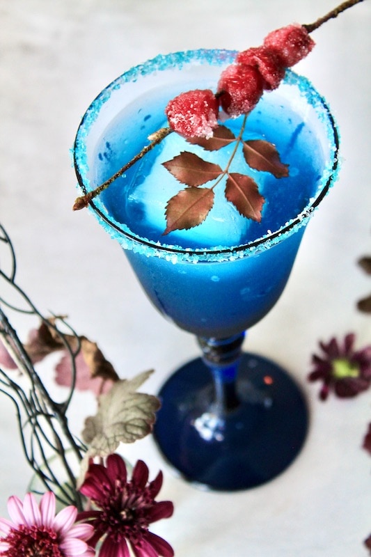 garnish with fresh skewer of cranberries
