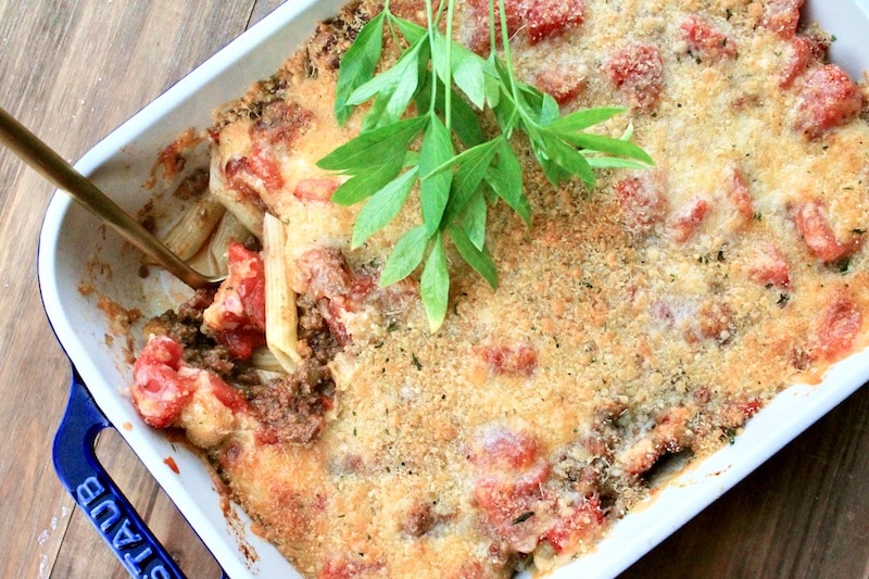 easy hot baked casserole pasta with leftover taco meat