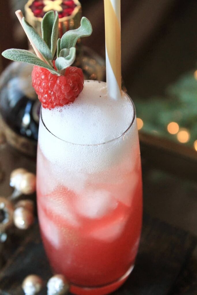 top the thanksgiving gin drink with champagne and a bit more chambord