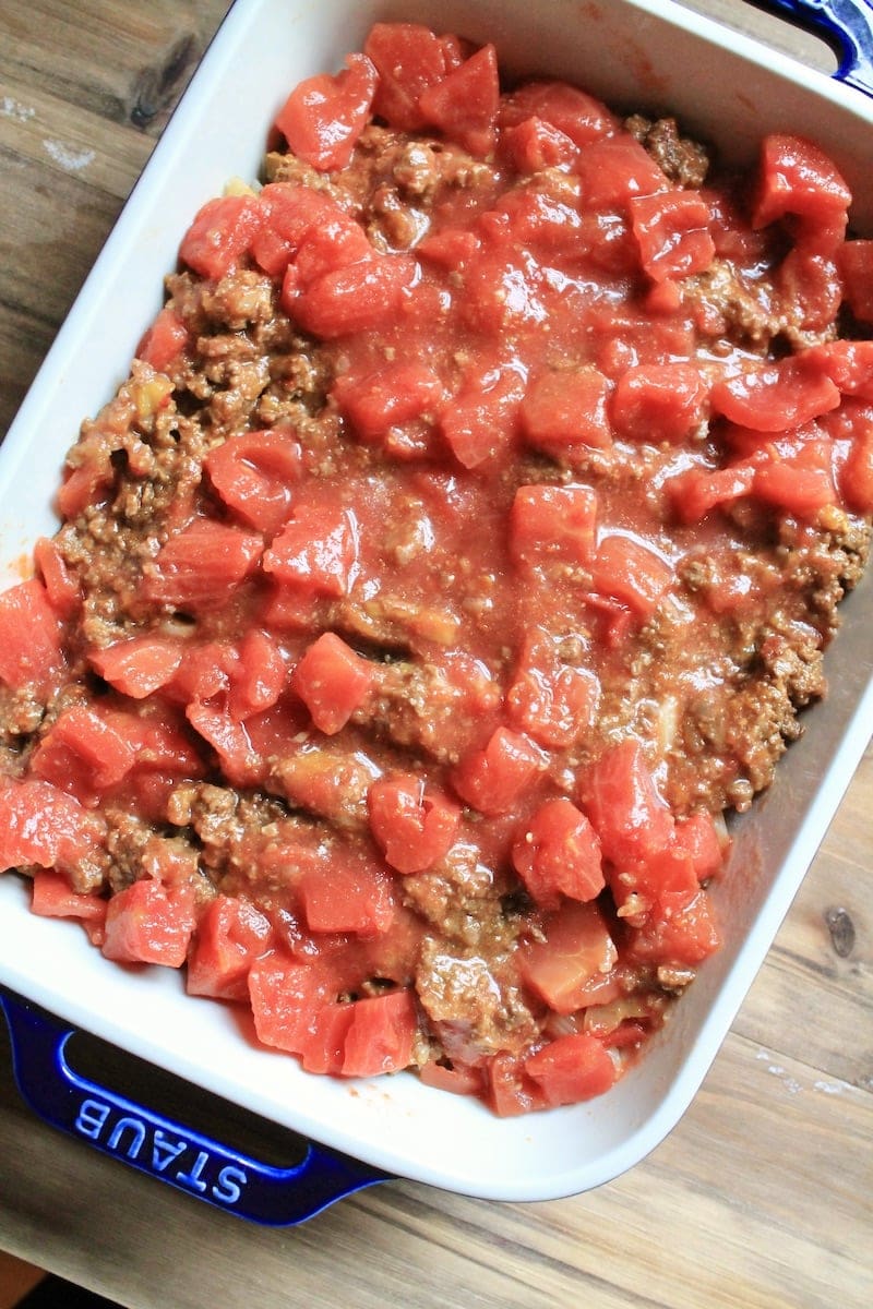spread evenly in casserole dish