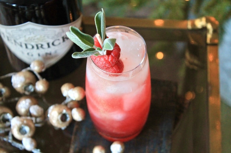 raspberry sage gin cocktail