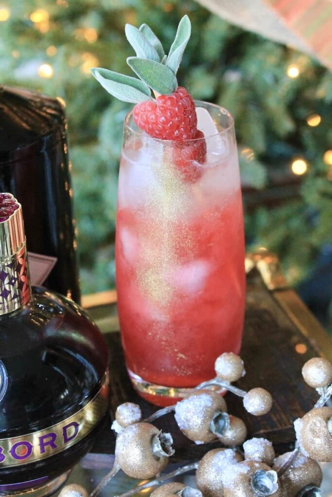 garnish with skewered raspberries and sage serve cold