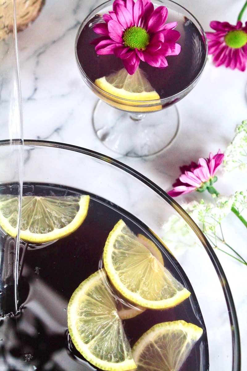 purple easter party punch with gin