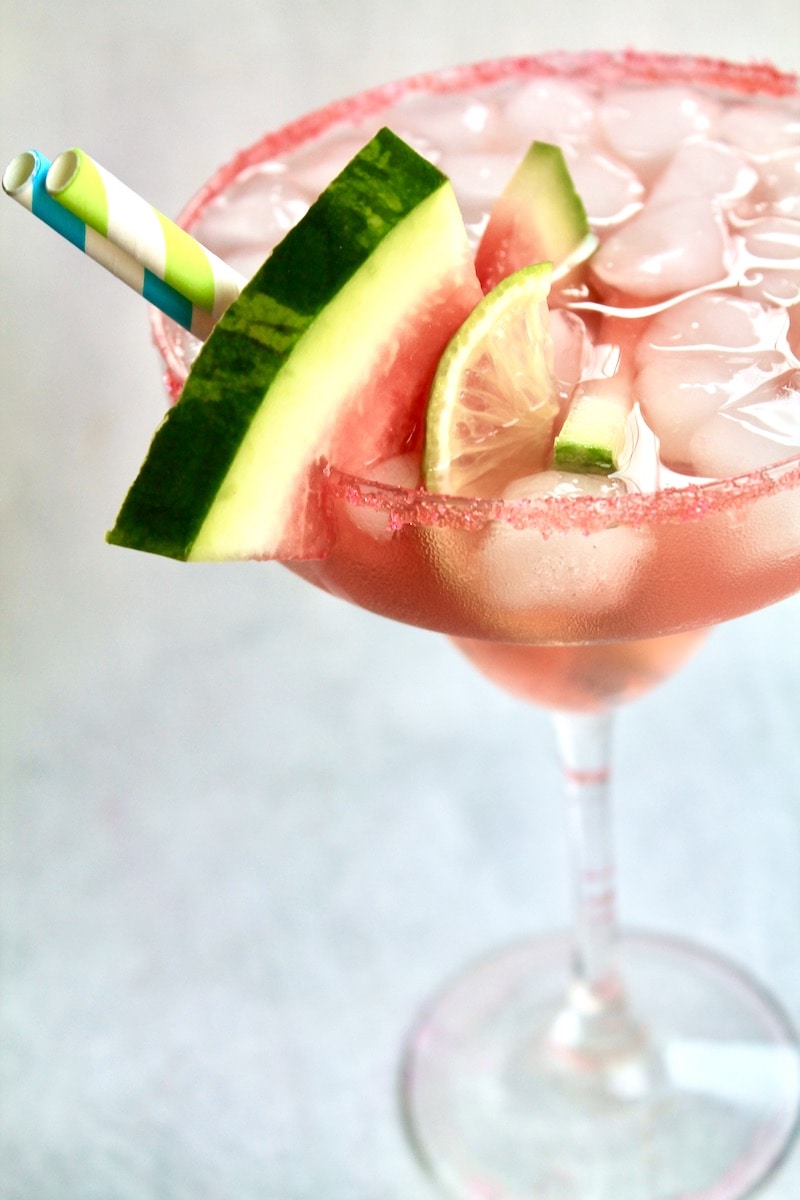 a pink margarita with cranberry watermelon juice