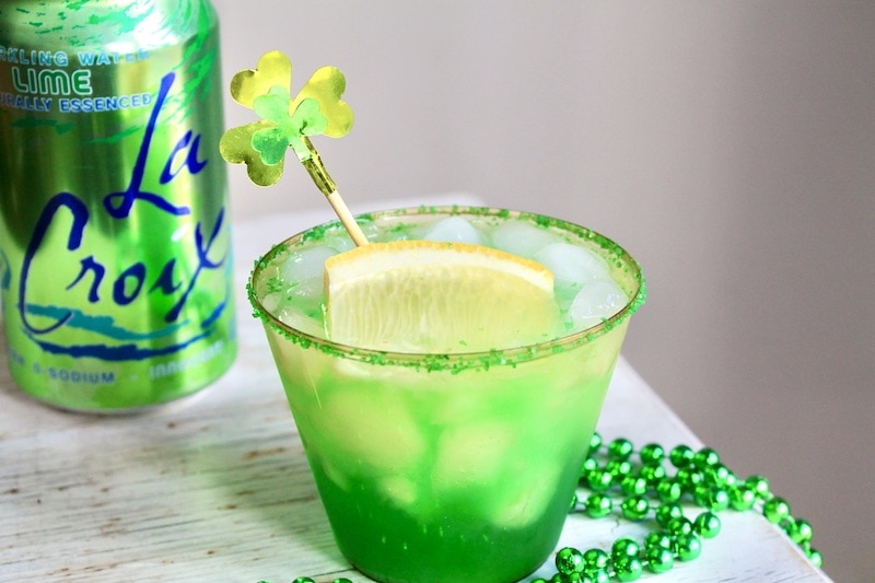 easy lemon lime vodka drink with fresh lemon to celebrate St. patricks day holiday