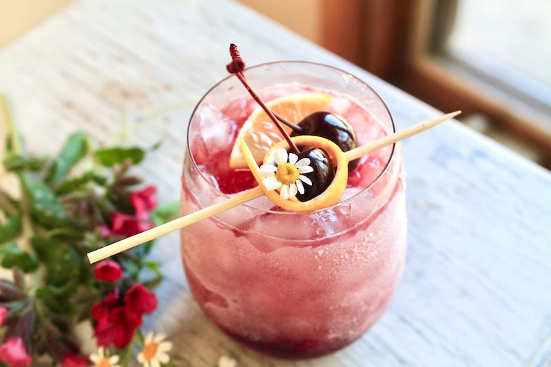 lemon cherry summer bourbon cocktail