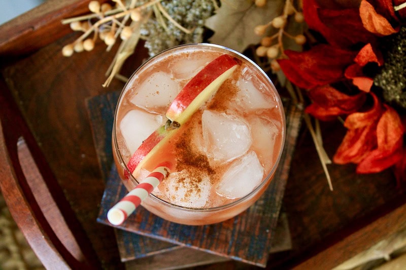 apple cranberry maple syrup fall bourbon cocktail