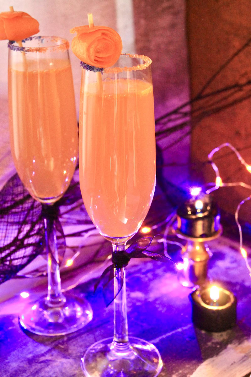 spiced rum fireball halloween mimosa cocktails