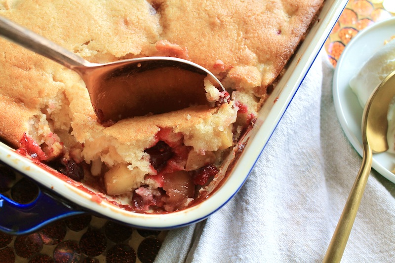 thanksgiving cranberry apple cobbler dessert