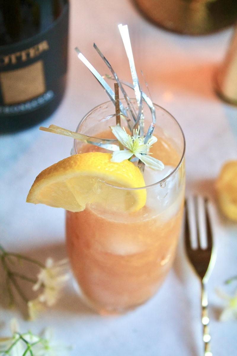 top off with ice cold champagne and stir to create a lustrous champagne gold cocktail for new year's eve
