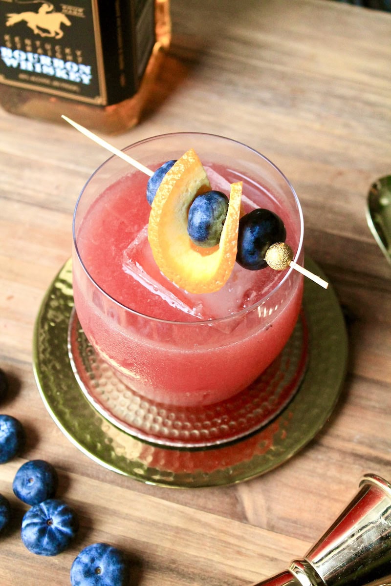 fresh blueberry whiskey sour