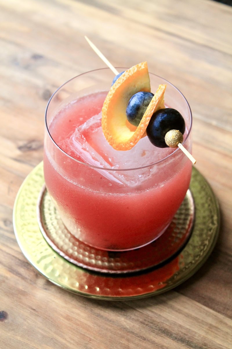 fresh blueberry and orange cocktail recipe with bourbon whiskey