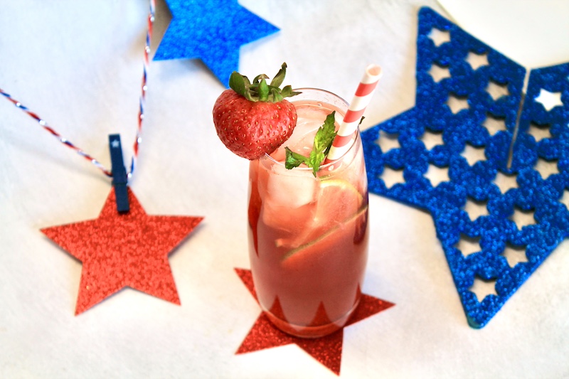 red strawberry 4th of july mojito