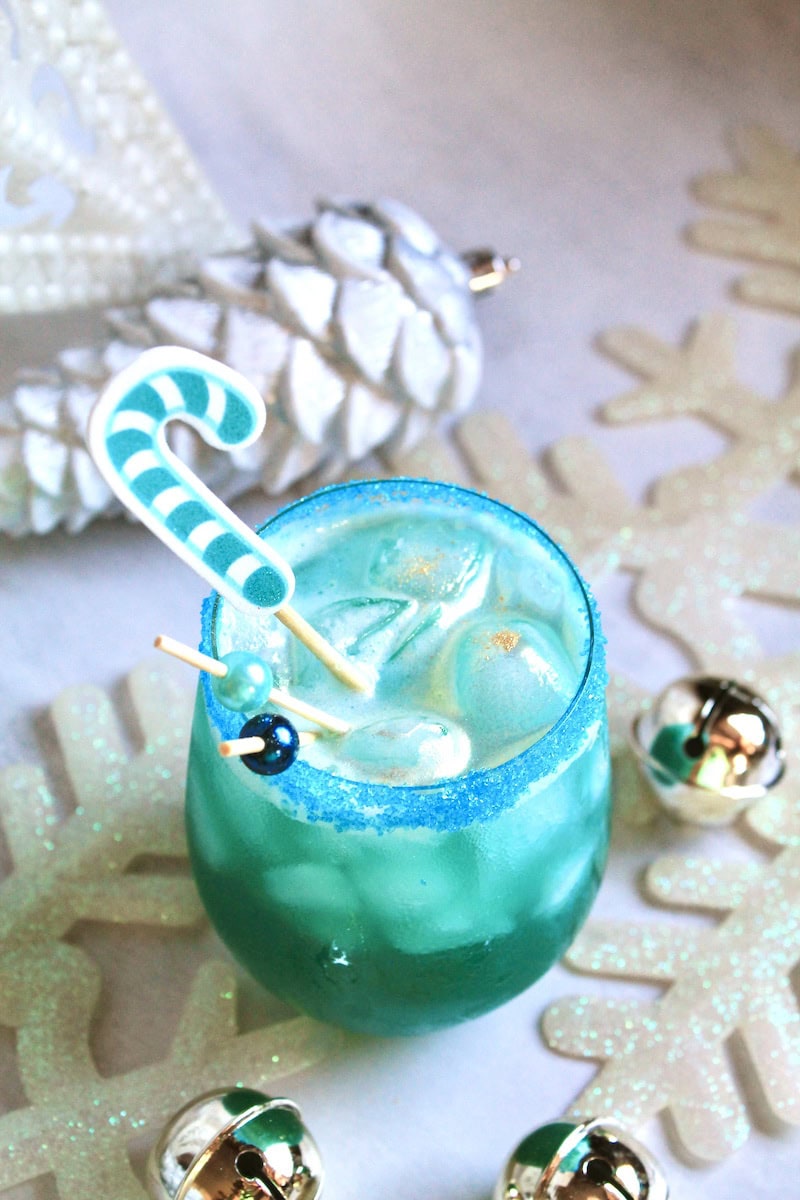 christmas drink with blue curacao