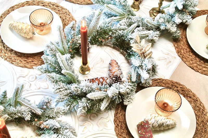 homemade diy copper and gold christmas table decoration ideas