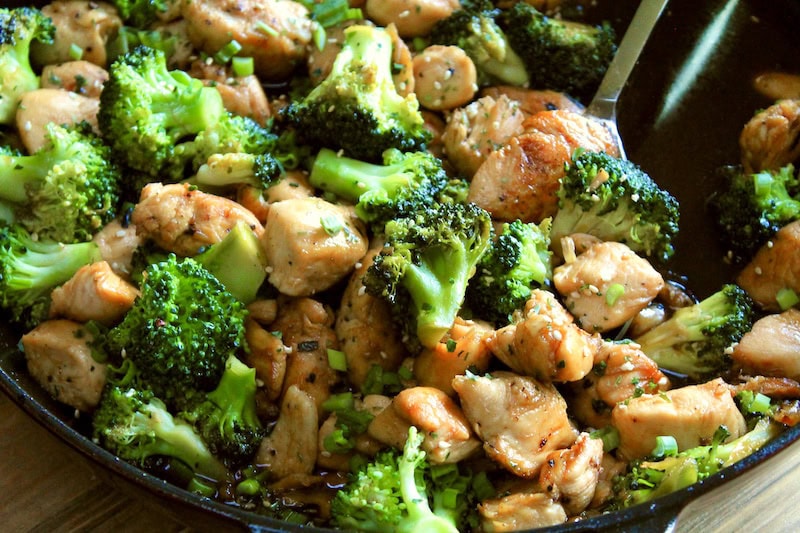 chicken broccoli asian stir fry with sweet honey sesame soy sauce