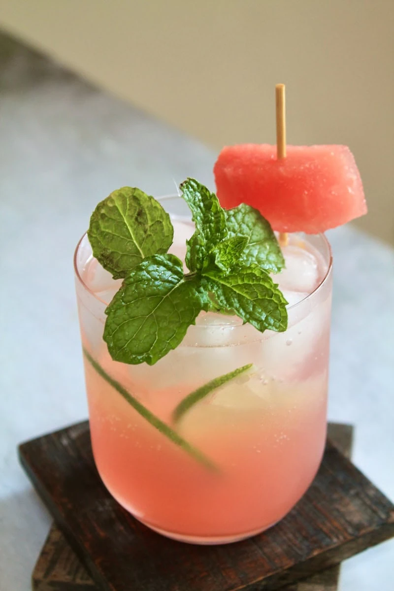 summer rum drinks with mint lime and fresh watermelon