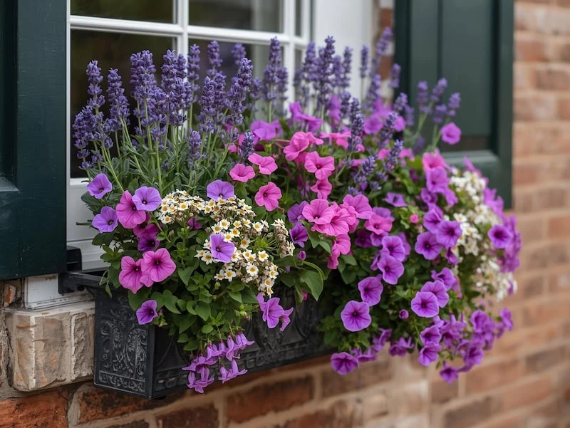 purple plant window box idea